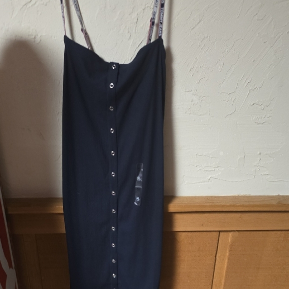 Navy Button-Down Dress - Picture 1 of 4